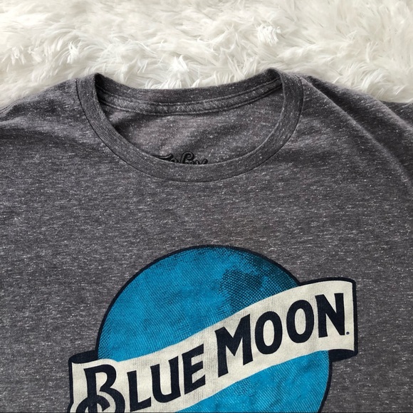 TEE LUV • Blue Moon Logo Heathered Gray Mens Tee Size Small - Picture 9 of 10
